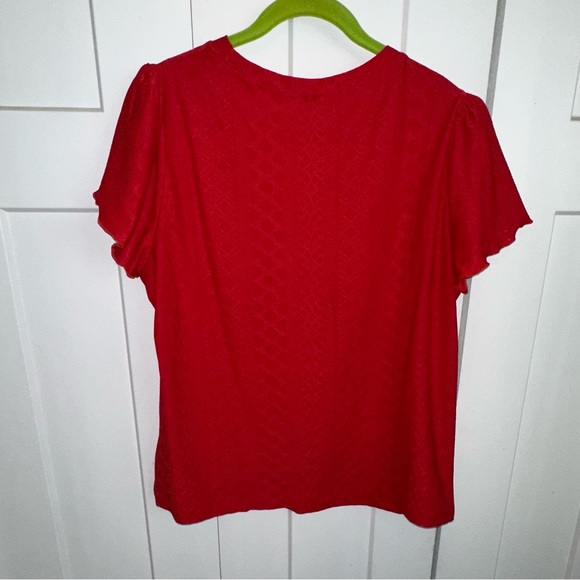 SHEIN Red Flutter Sleeve Blouse Cap Sleeve xl - Picture 5 of 7